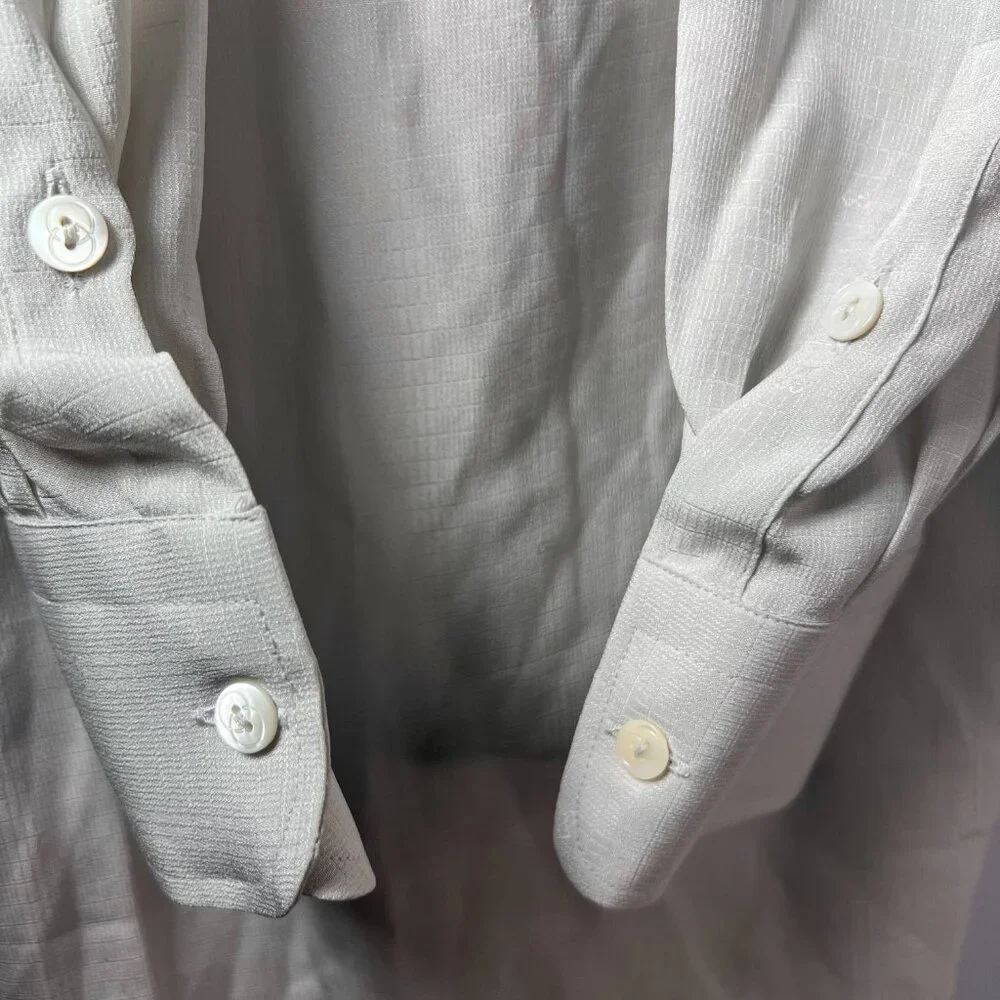 GUCCI Monogram Fabric 100% Silk‎ Taupe Button Down Men 15 1/2-39 AUTH VTG NWOT